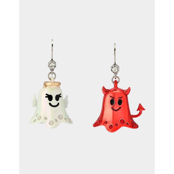 Betsey Johnson Jewelry - Betsey Johnson Mismatched Drop Earrings Multi Devil Angel Crystal Spooky Chic